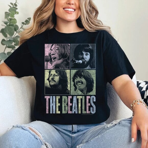 Comfort Color The Beatles Let It Be Squares Black T-Shirt for Music Lovers - Picture 1 of 4